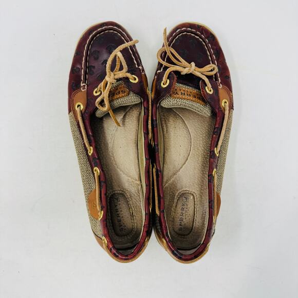 Sperry Angelfish Embossed Anchor Boat Shoe Brown/Tan Leather Size 9M - Picture 9 of 14